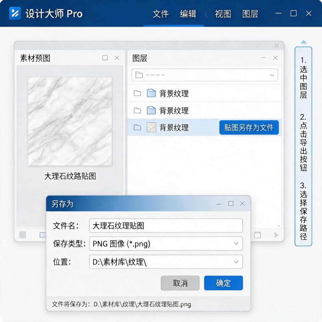 贴图另存为文件应该如何操作并查看?