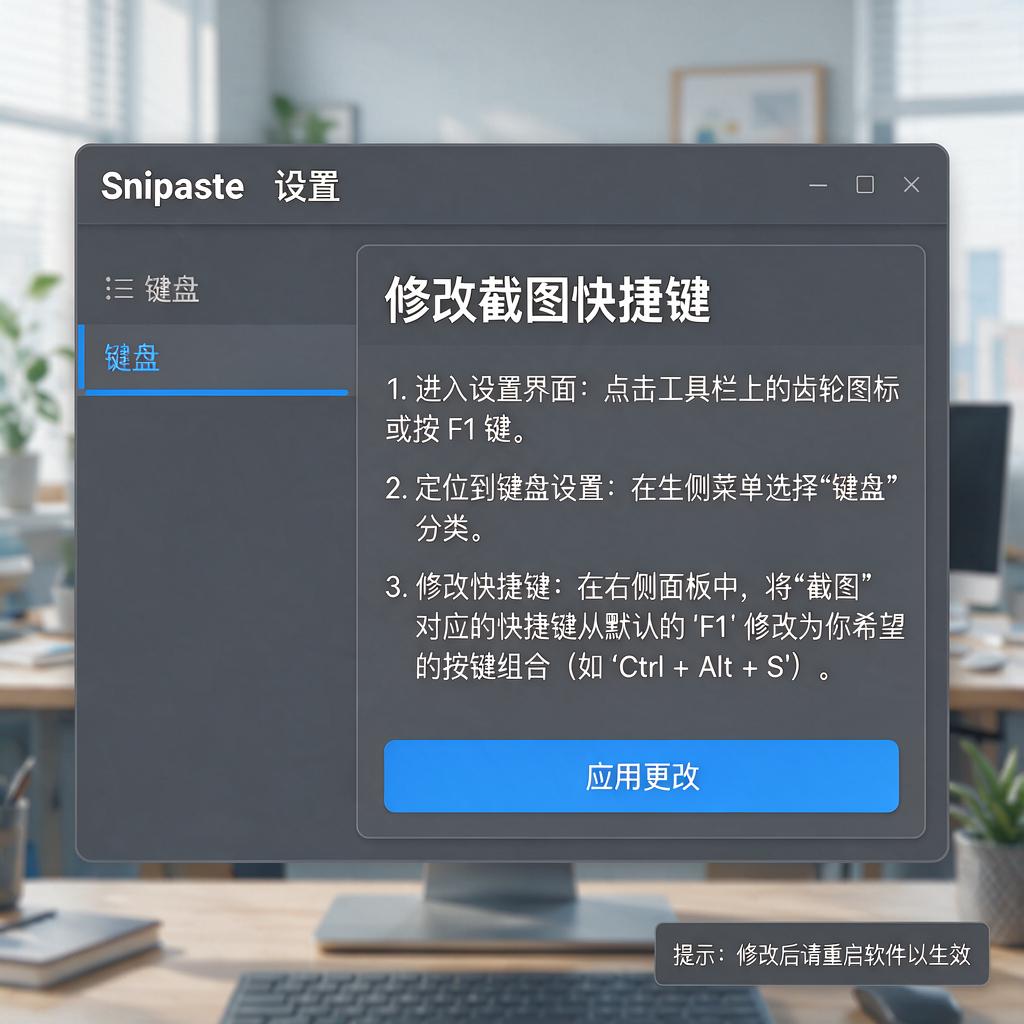 Snipaste如何修改截图快捷键?详细步骤解析
