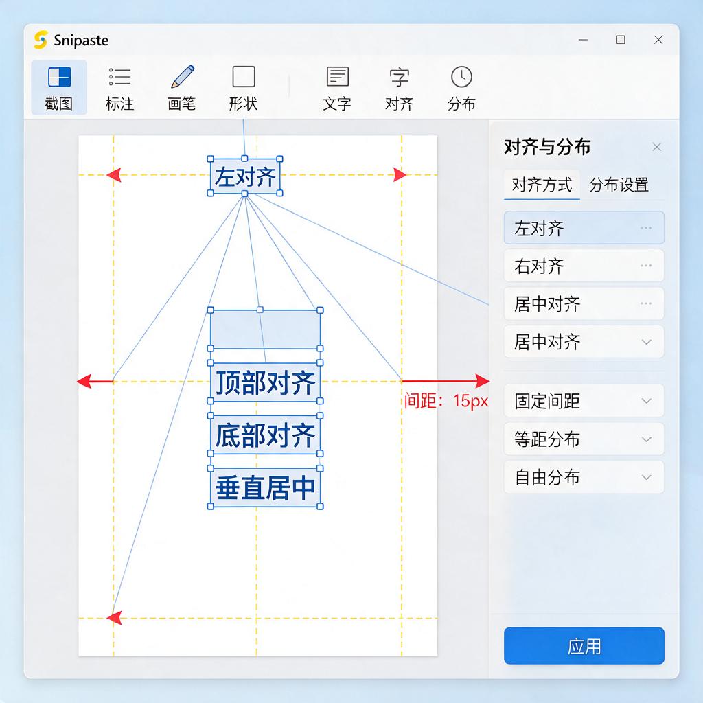 Snipaste如何实现标注对齐和分布调整?