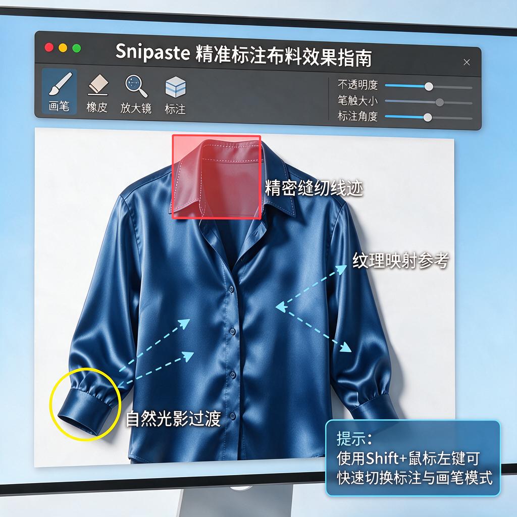 如何使用Snipaste精准标注布料效果?