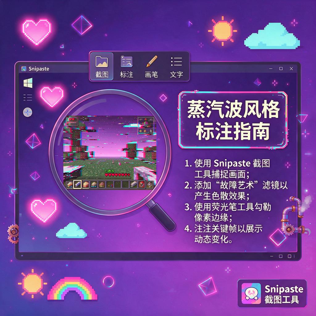 如何用Snipaste标注出蒸汽波风格效果？