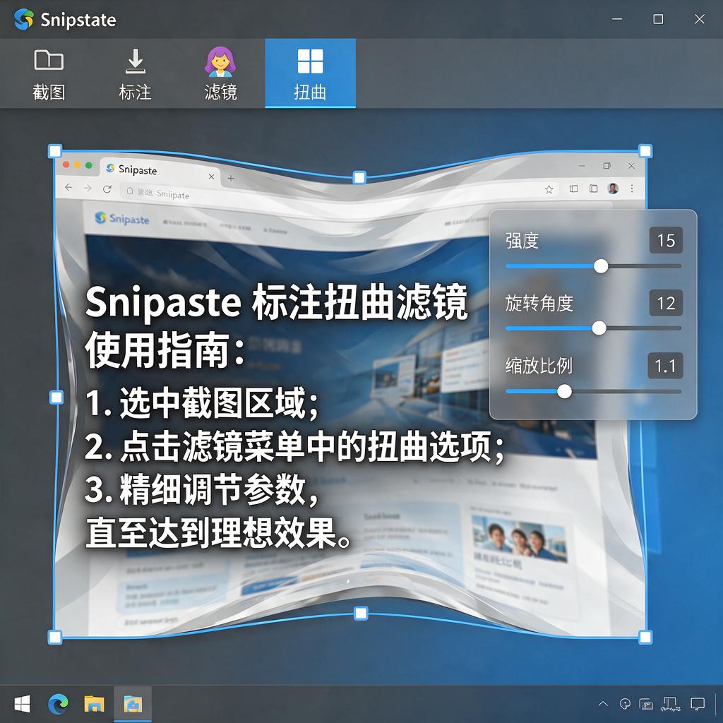Snipaste标注扭曲滤镜怎么使用和调整参数?