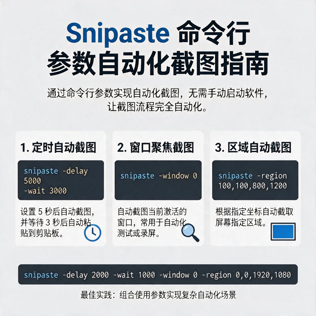 Snipaste命令行参数怎么用才能实现自动化截图?