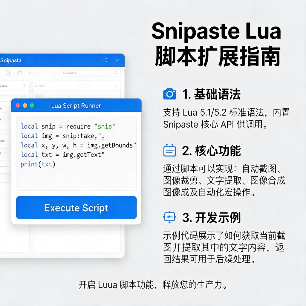 Snipaste如何配合Lua脚本实现功能扩展？