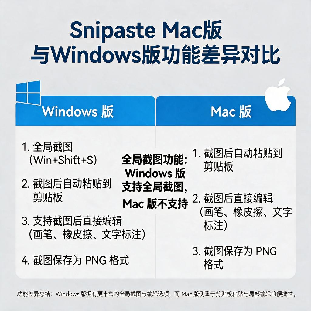 Snipaste Mac版与Windows版功能差异有哪些?