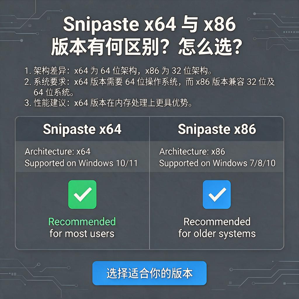 Snipaste x64与x86版本有何区别?怎么选?