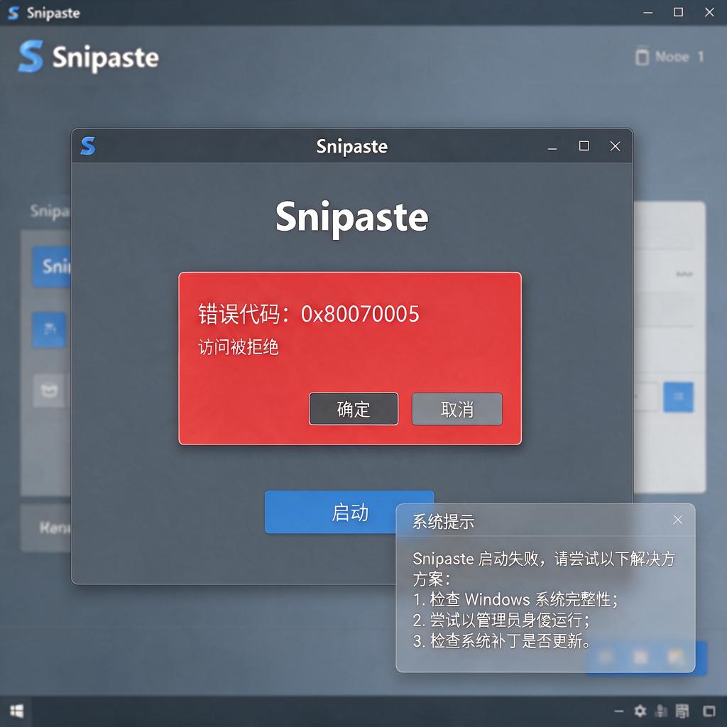 Snipaste启动报错代码怎么解决?