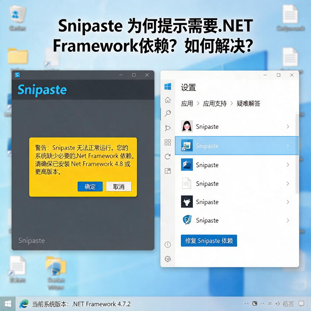 Snipaste为何提示需要.NET Framework依赖?如何解决?