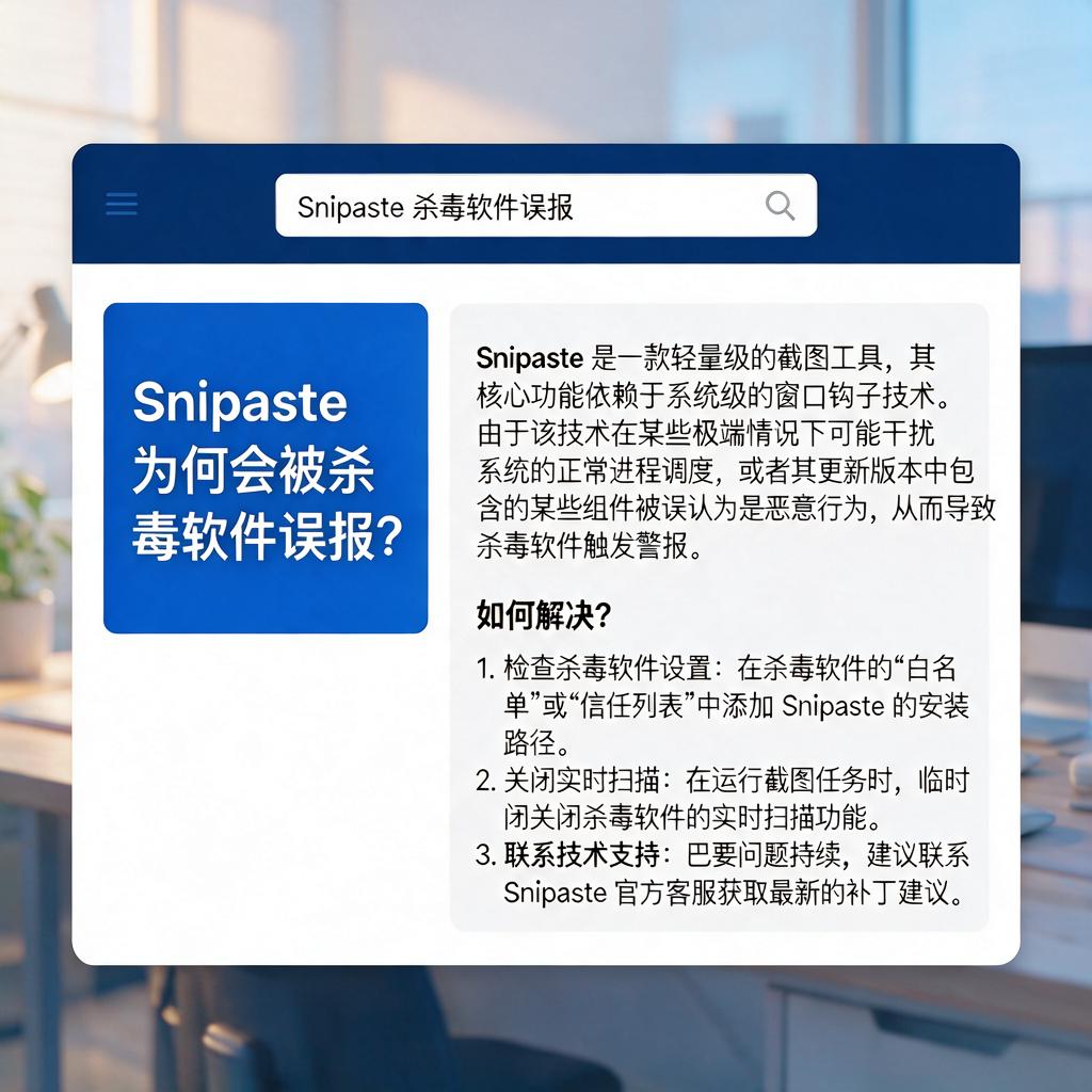 Snipaste为何会被杀毒软件误报?如何解决?