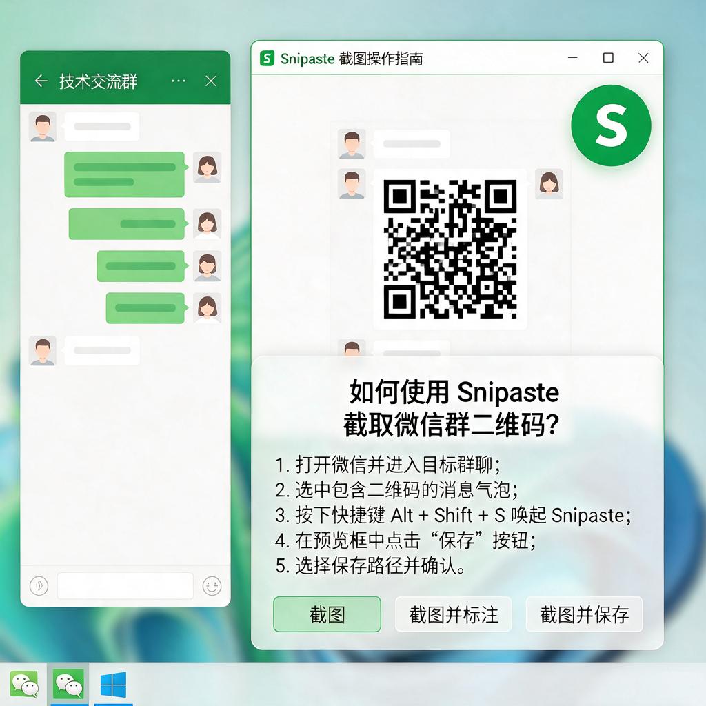 如何使用Snipaste截取微信群二维码？