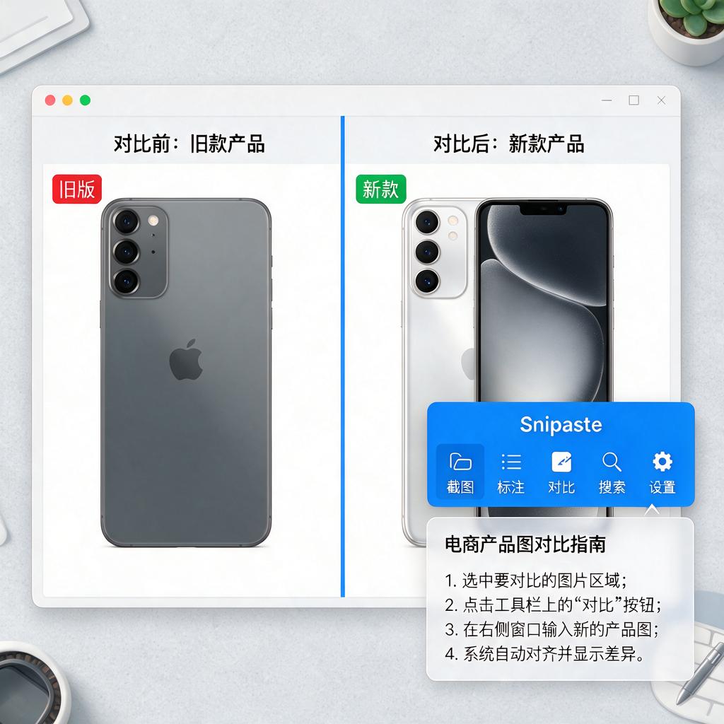 如何使用Snipaste进行电商产品图对比?