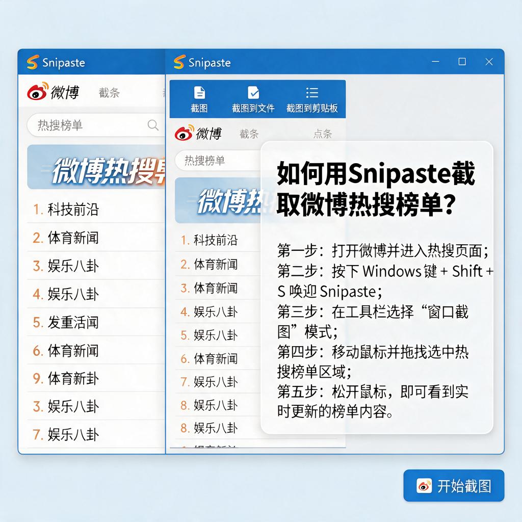 如何用Snipaste截取微博热搜榜单?
