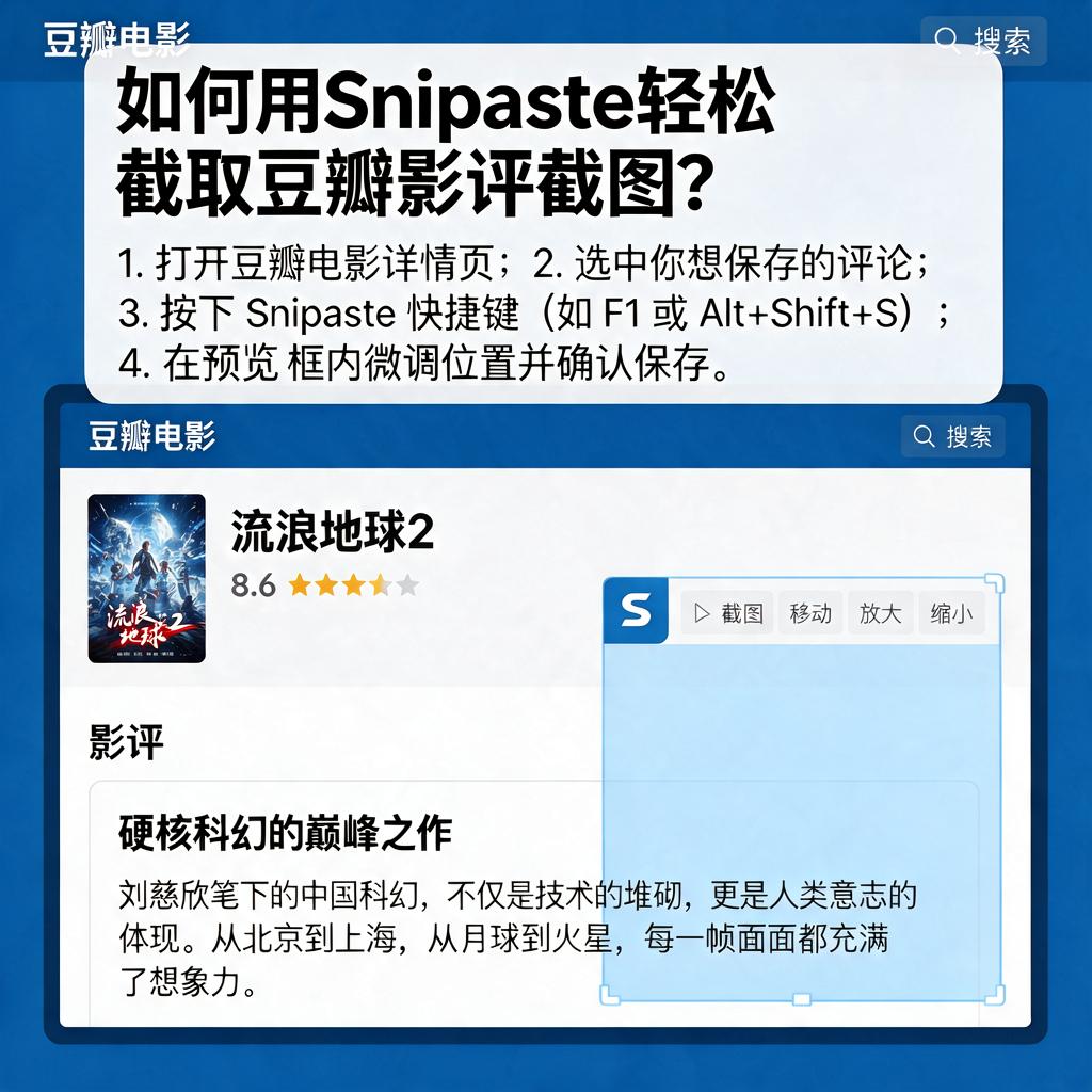 如何用Snipaste轻松截取豆瓣影评截图?
