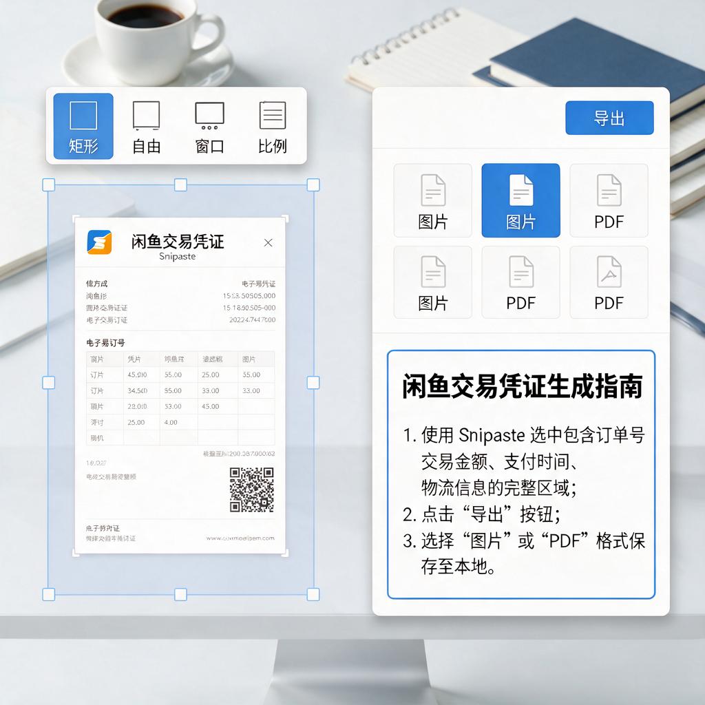 如何使用Snipaste生成有效的闲鱼交易凭证？