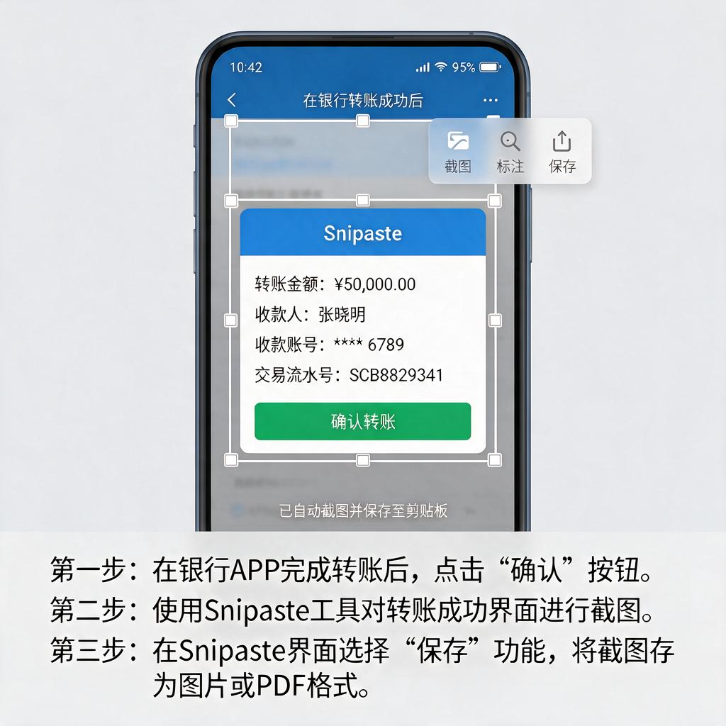 如何用Snipaste安全截取并保存银行APP转账记录？