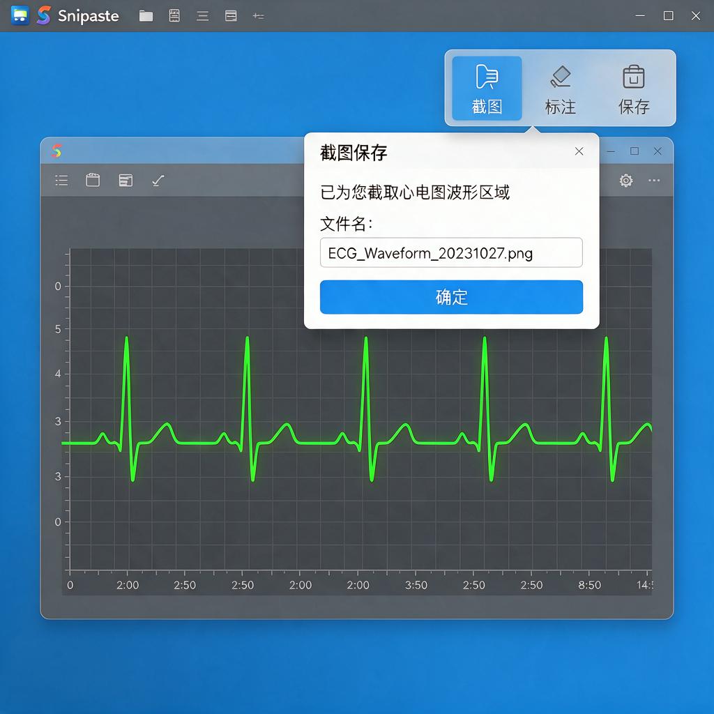 Snipaste如何截取并保存心电图波形？