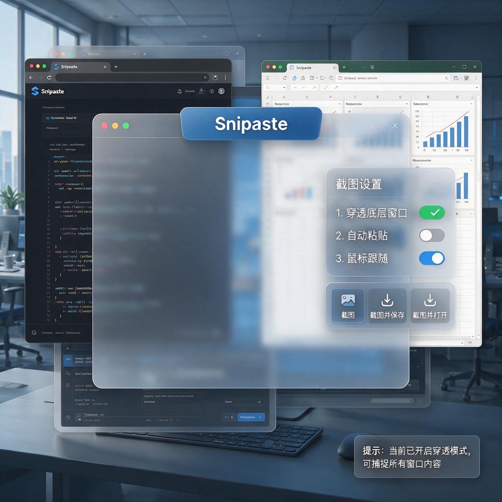 Snipaste截图如何穿透底层窗口?