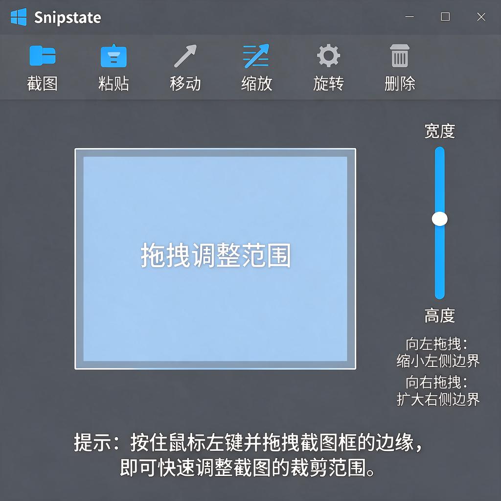 Snipaste截图如何拖拽调整范围?