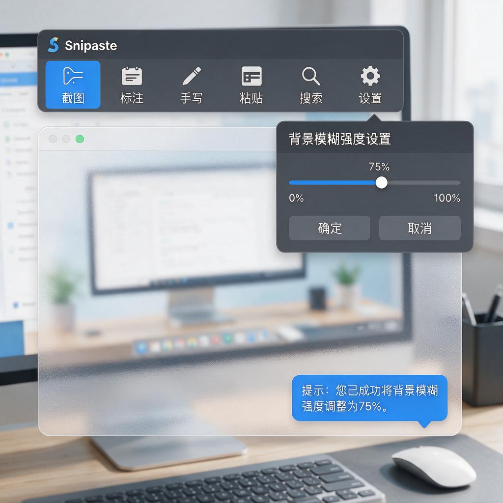 Snipaste截图背景模糊强度怎么调整?