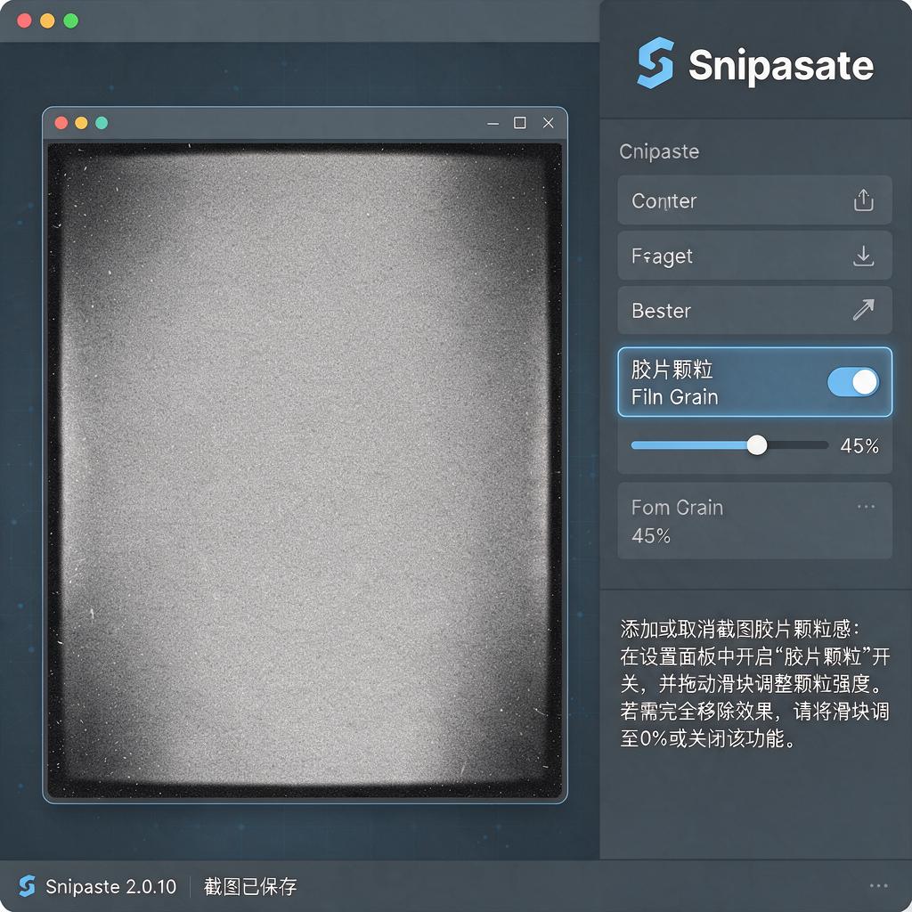 如何在Snipaste中添加或取消截图胶片颗粒感效果?