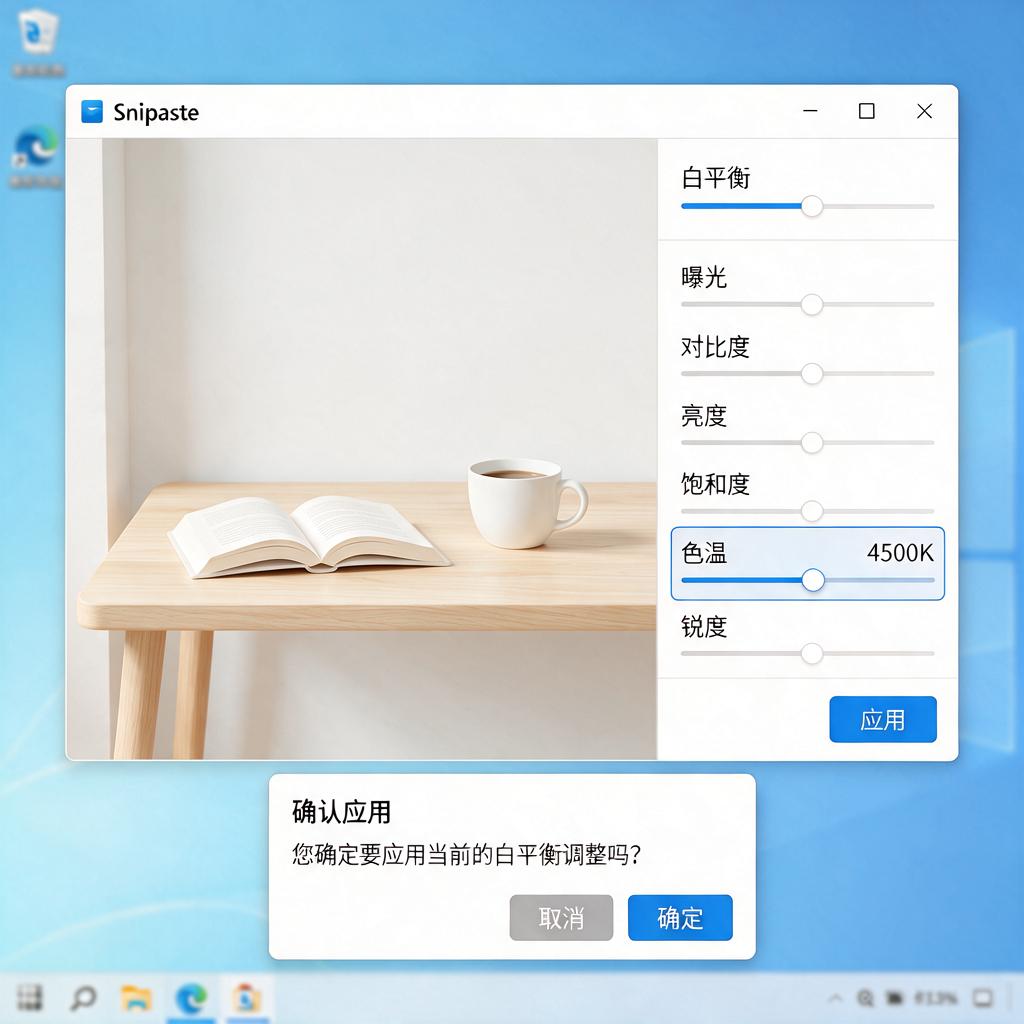 Snipaste截图后如何进行白平衡校准？