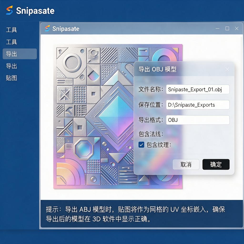 Snipaste贴图如何导出为OBJ模型?