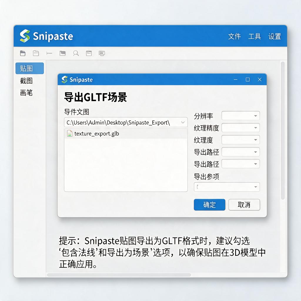 Snipaste贴图如何导出为GLTF场景格式?