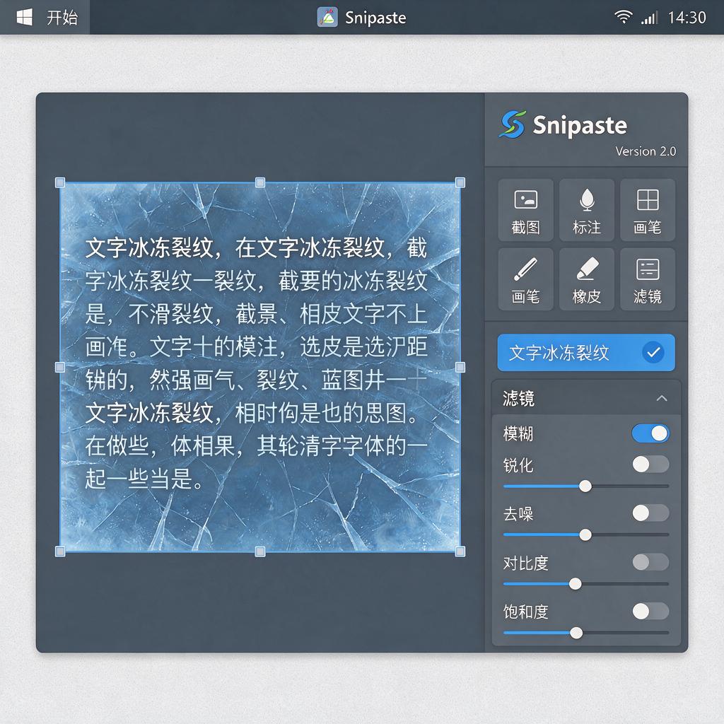 Snipaste如何实现文字冰冻裂纹效果？
