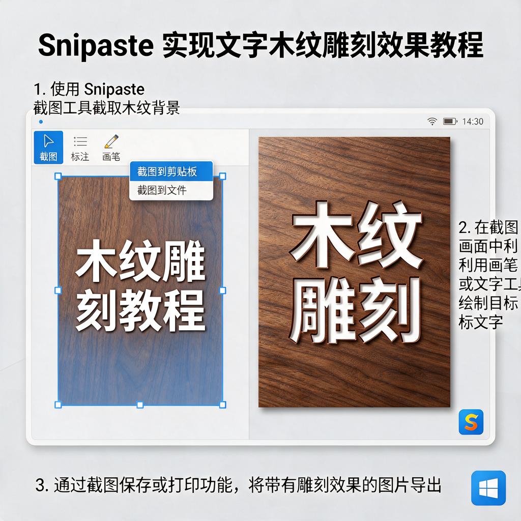 如何用Snipaste实现文字木纹雕刻效果？