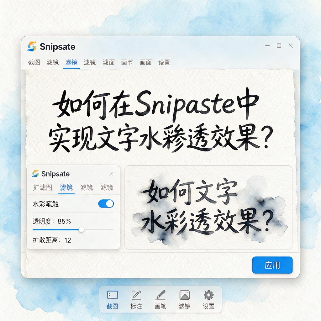 如何在Snipaste中实现文字水彩渗透效果？