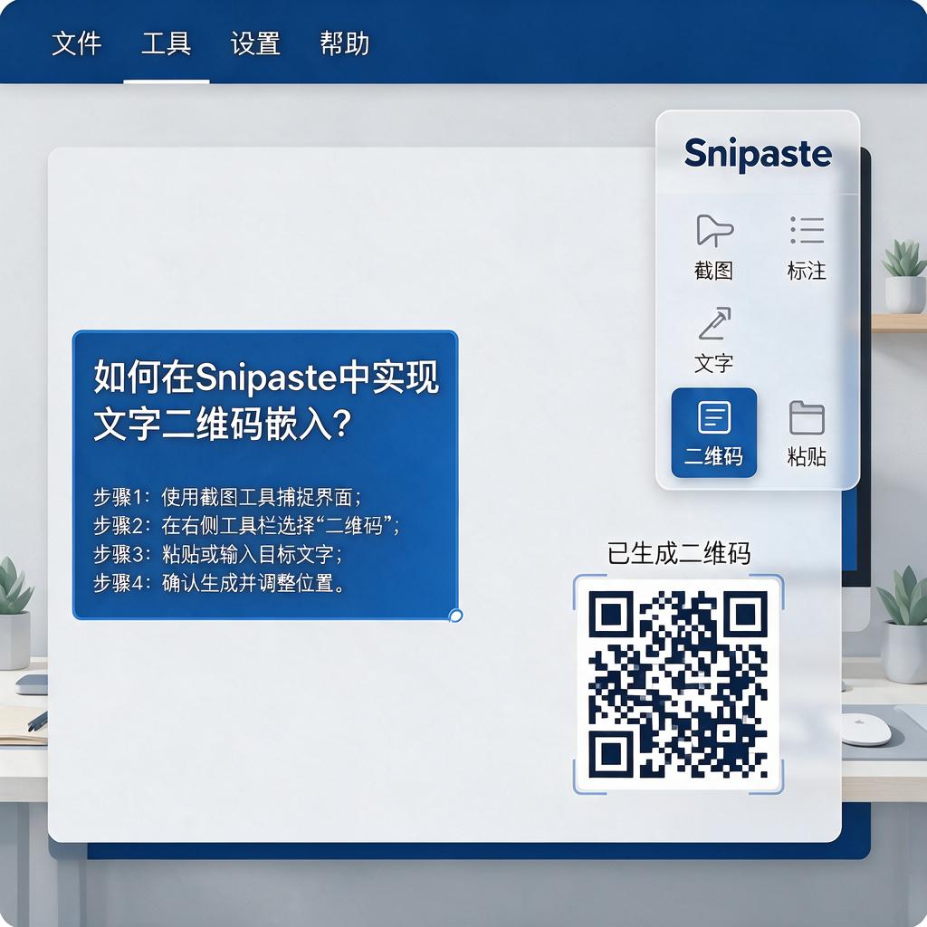 如何在Snipaste中实现文字二维码嵌入?