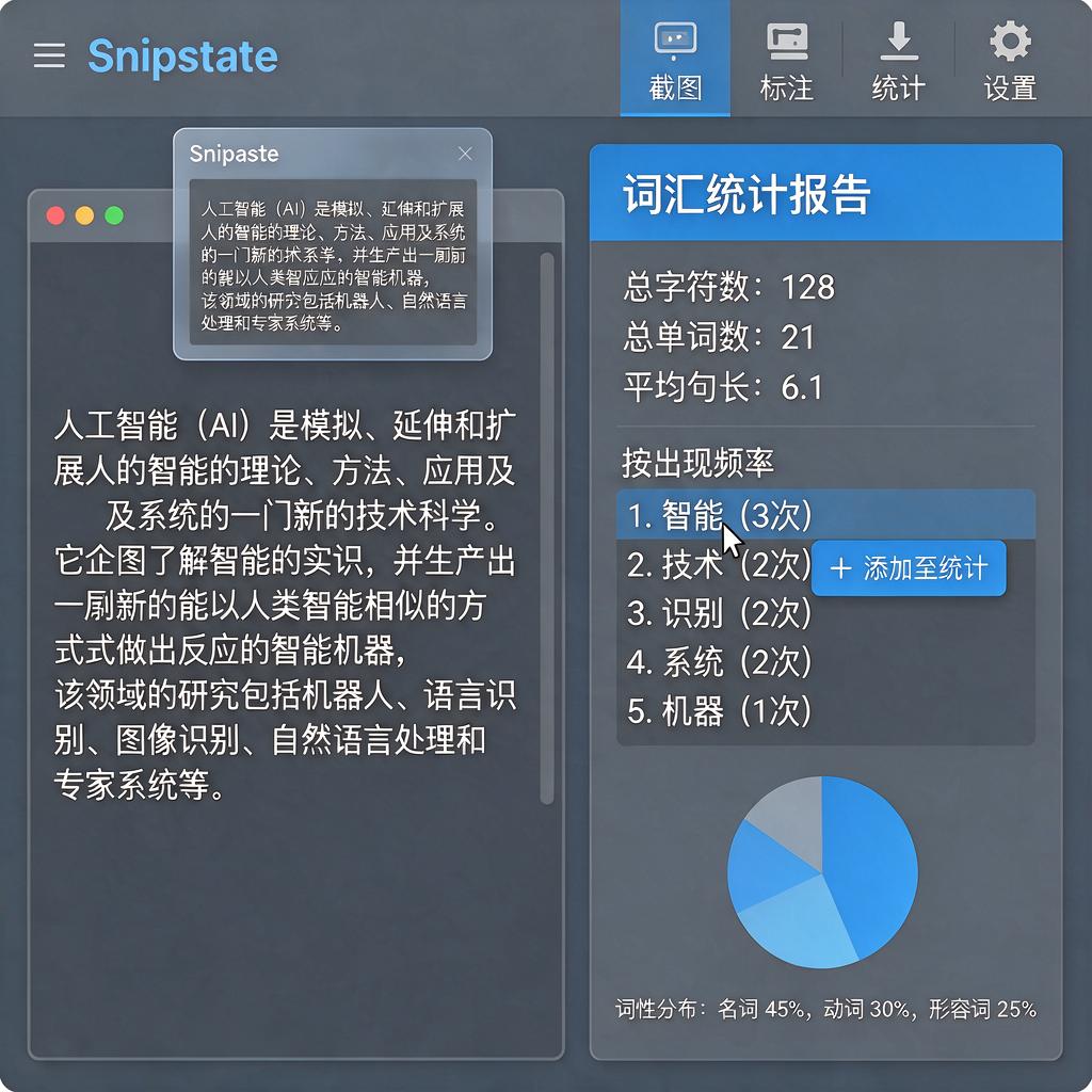 Snipaste如何实现文字词汇统计功能？