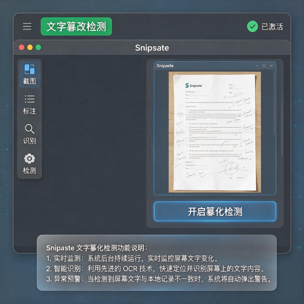 Snipaste如何实现文字篡改检测功能?