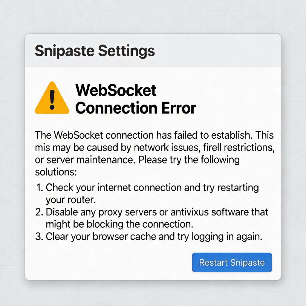 Snipaste中WebSocket连接出现问题怎么办?