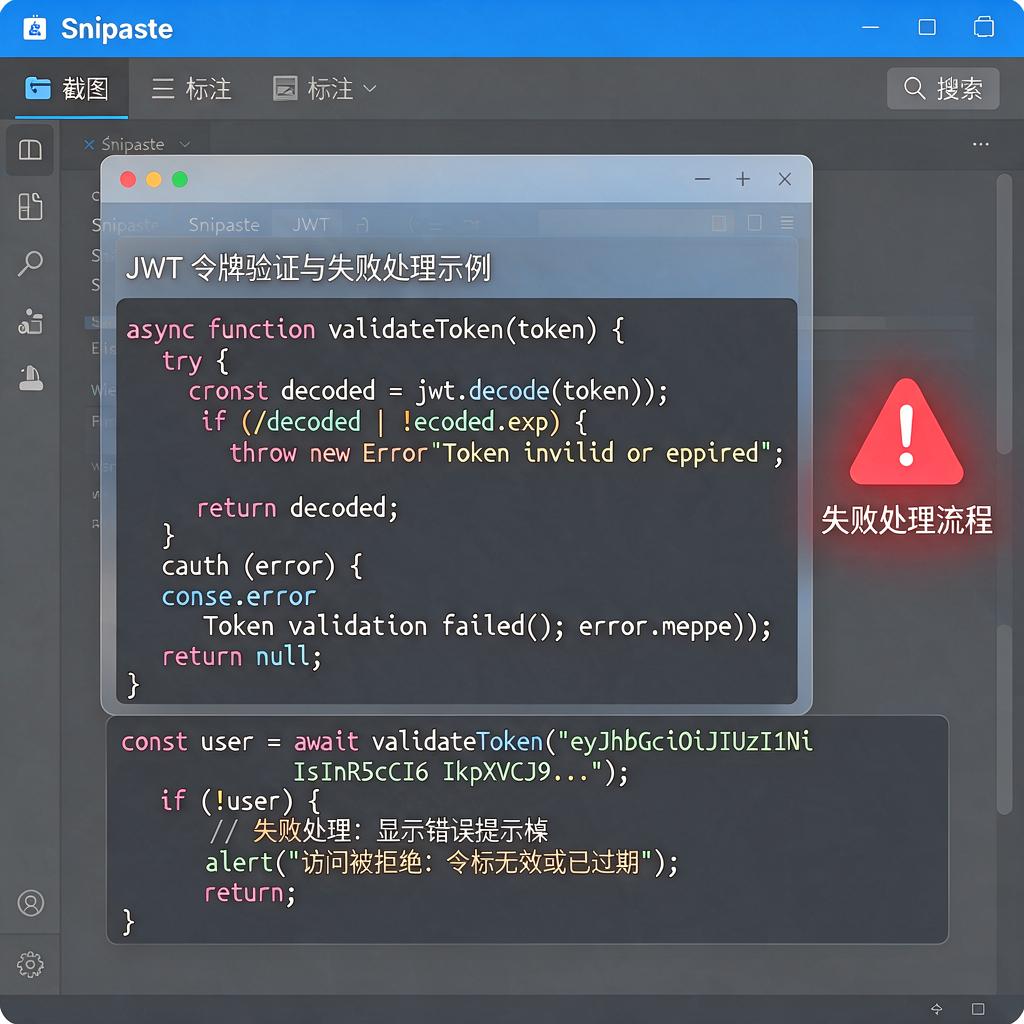 Snipaste中如何进行JWT令牌验证及失败处理?