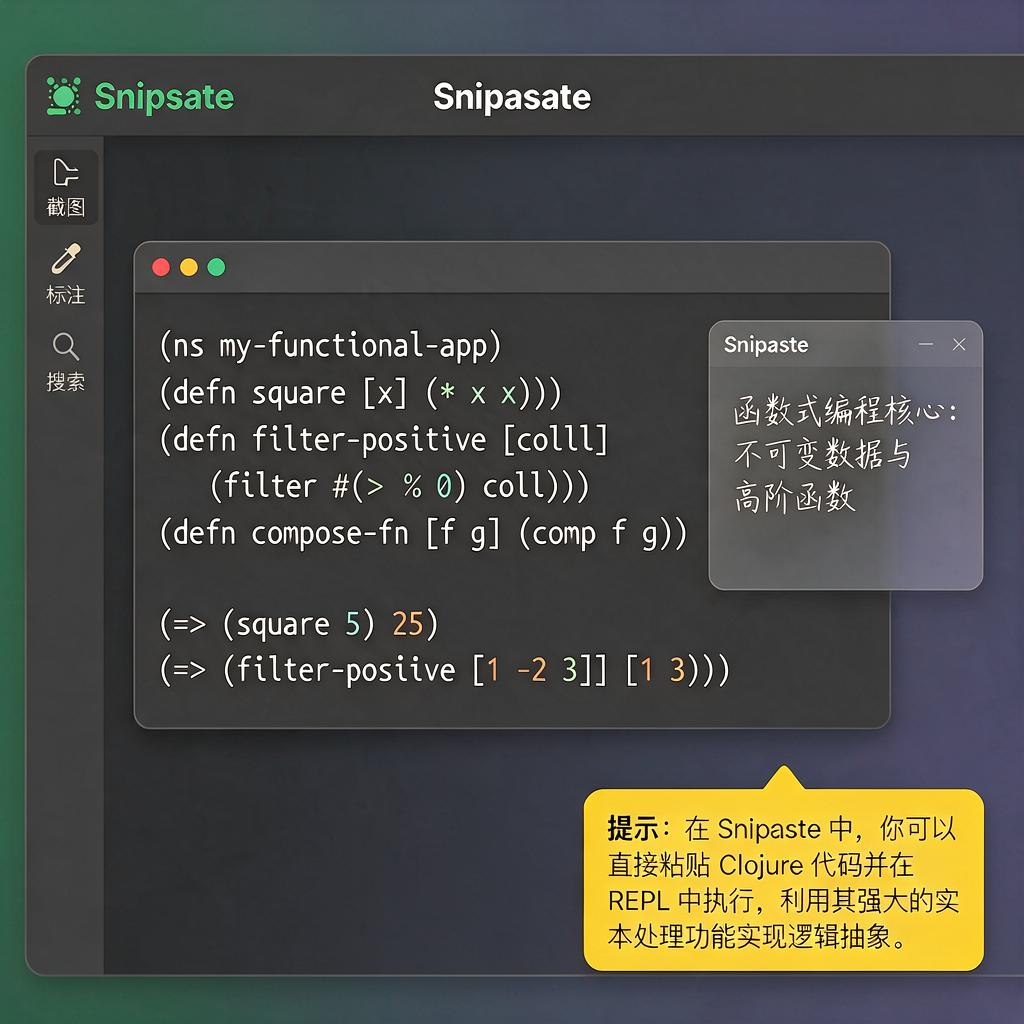 如何在Snipaste中应用Clojure函数式编程?