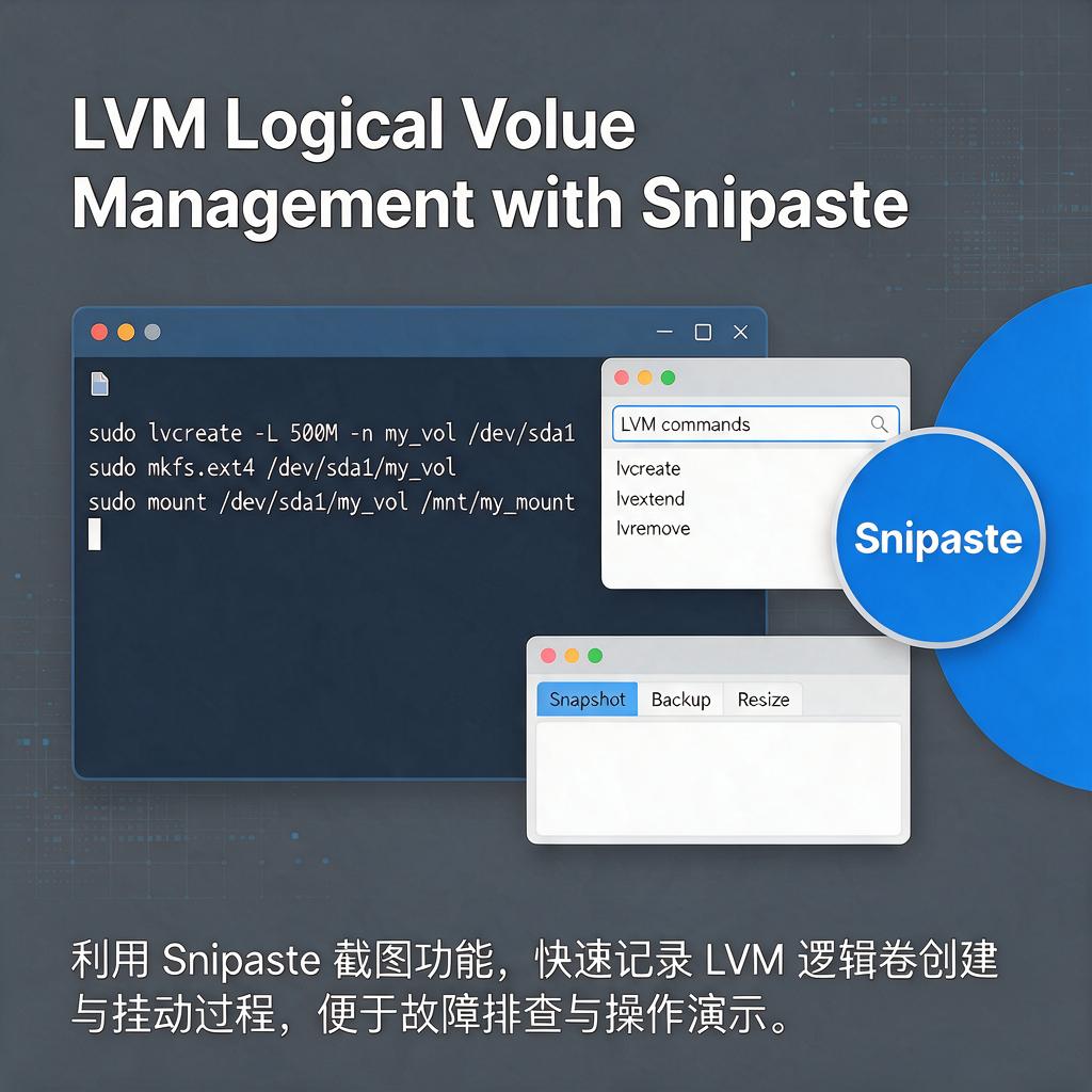 如何利用Snipaste辅助LVM逻辑卷管理操作?
