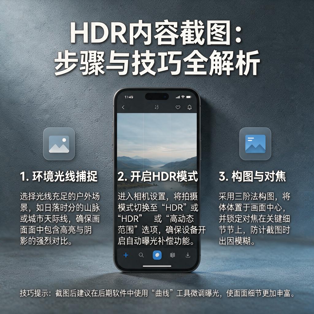 HDR内容截图方法有哪些步骤和技巧?