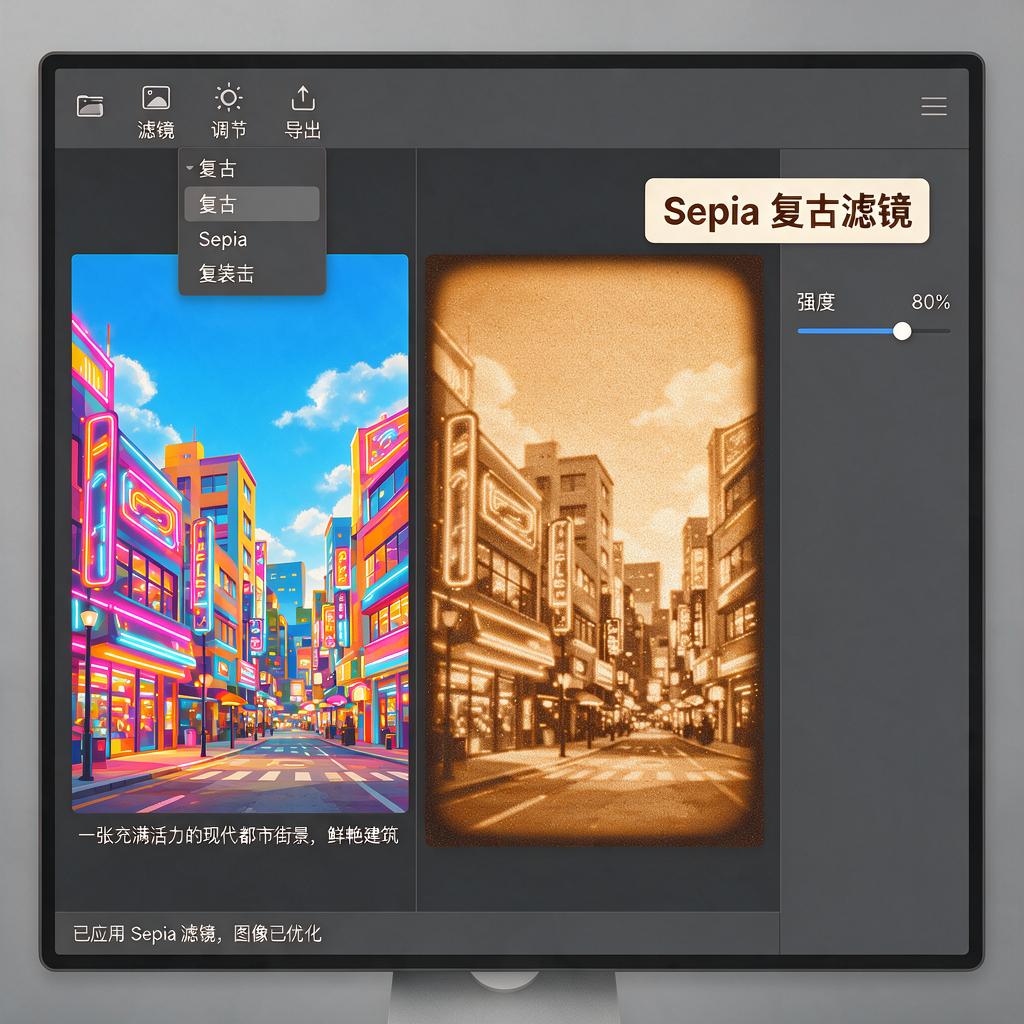 如何给截图添加sepia复古滤镜效果?