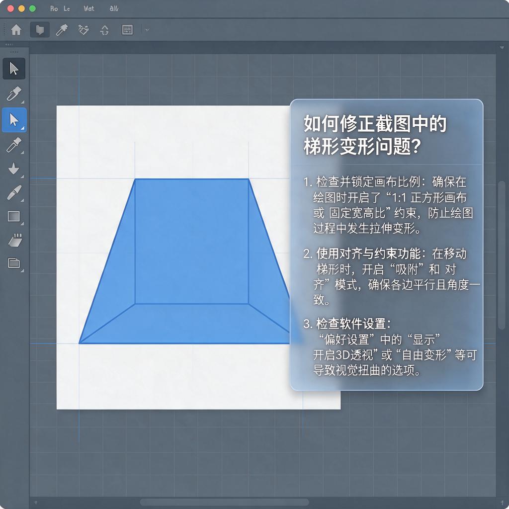 如何修正截图中的梯形变形问题?