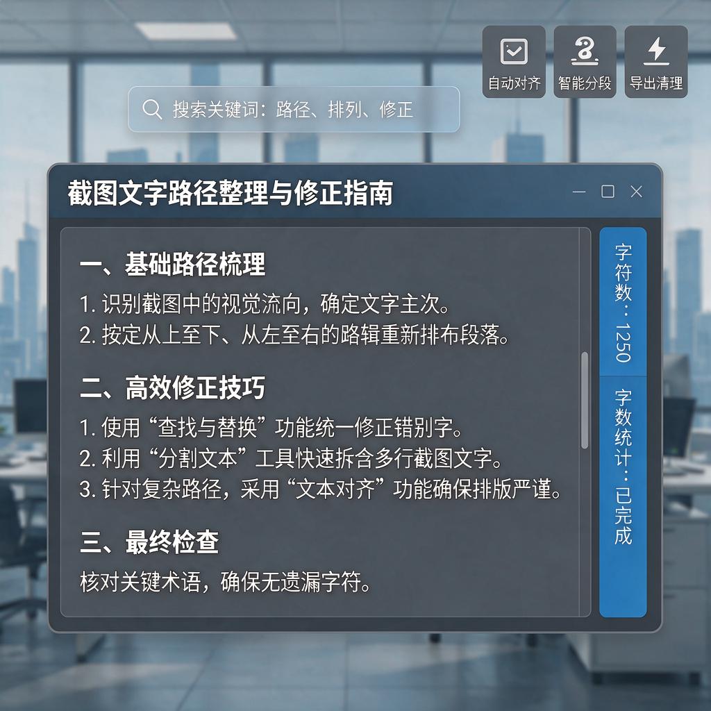 截图文字路径排列如何高效整理与修正?