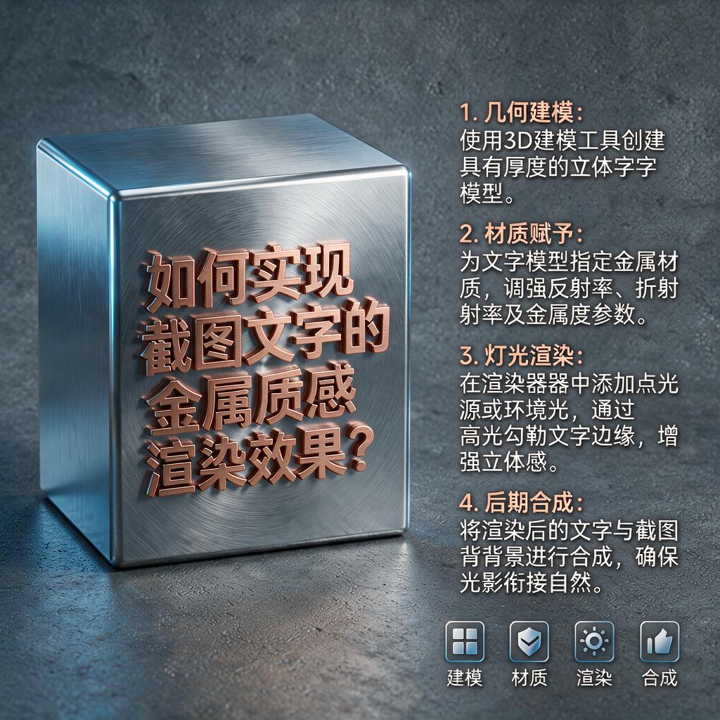 如何实现截图文字的金属质感渲染效果?