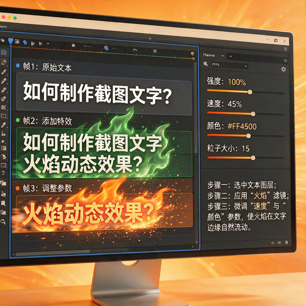 如何制作截图文字火焰动态效果?