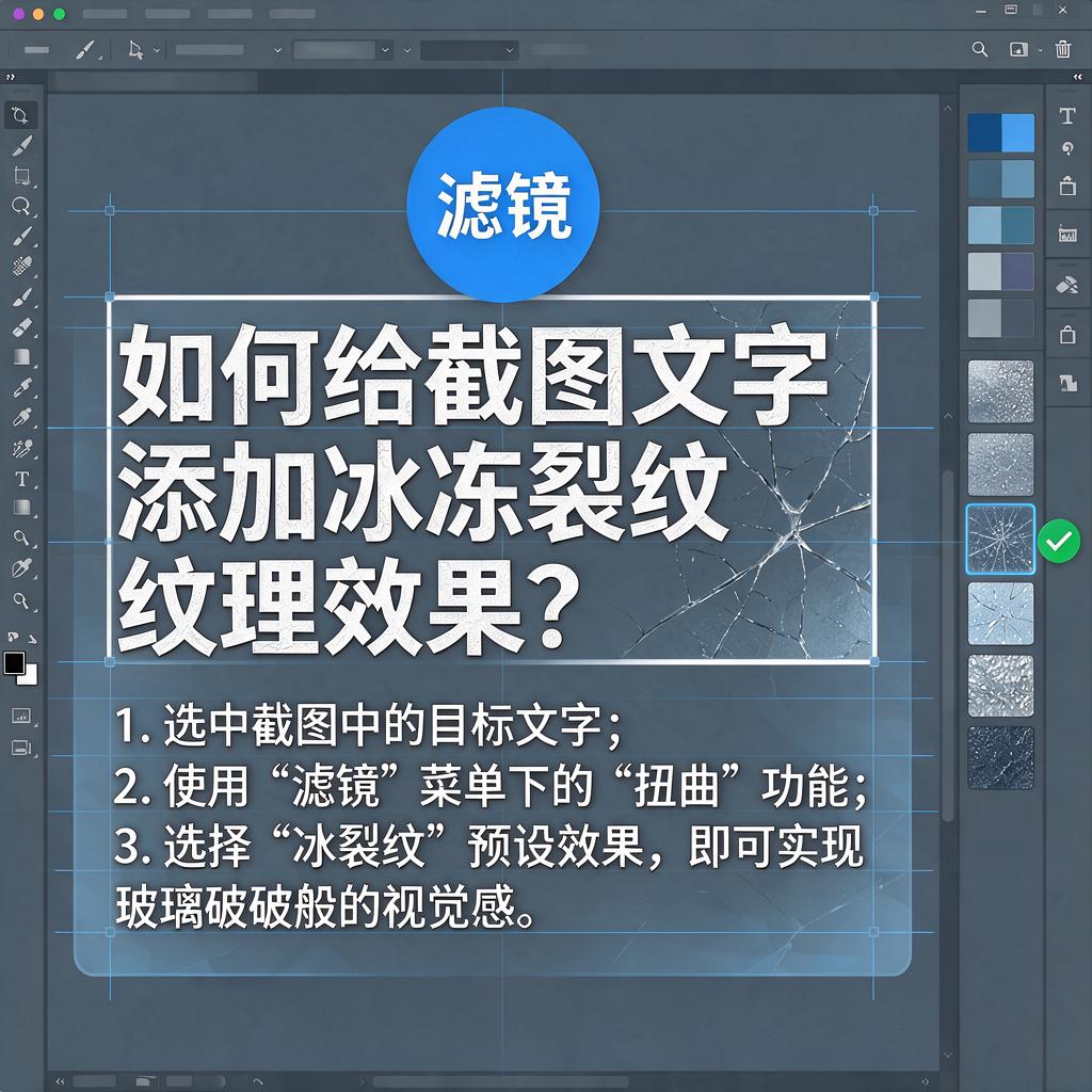 如何给截图文字添加冰冻裂纹纹理效果?