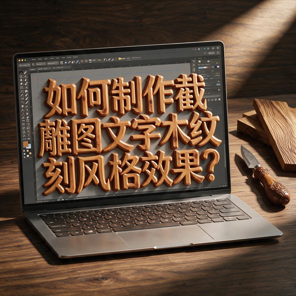 如何制作截图文字木纹雕刻风格效果?