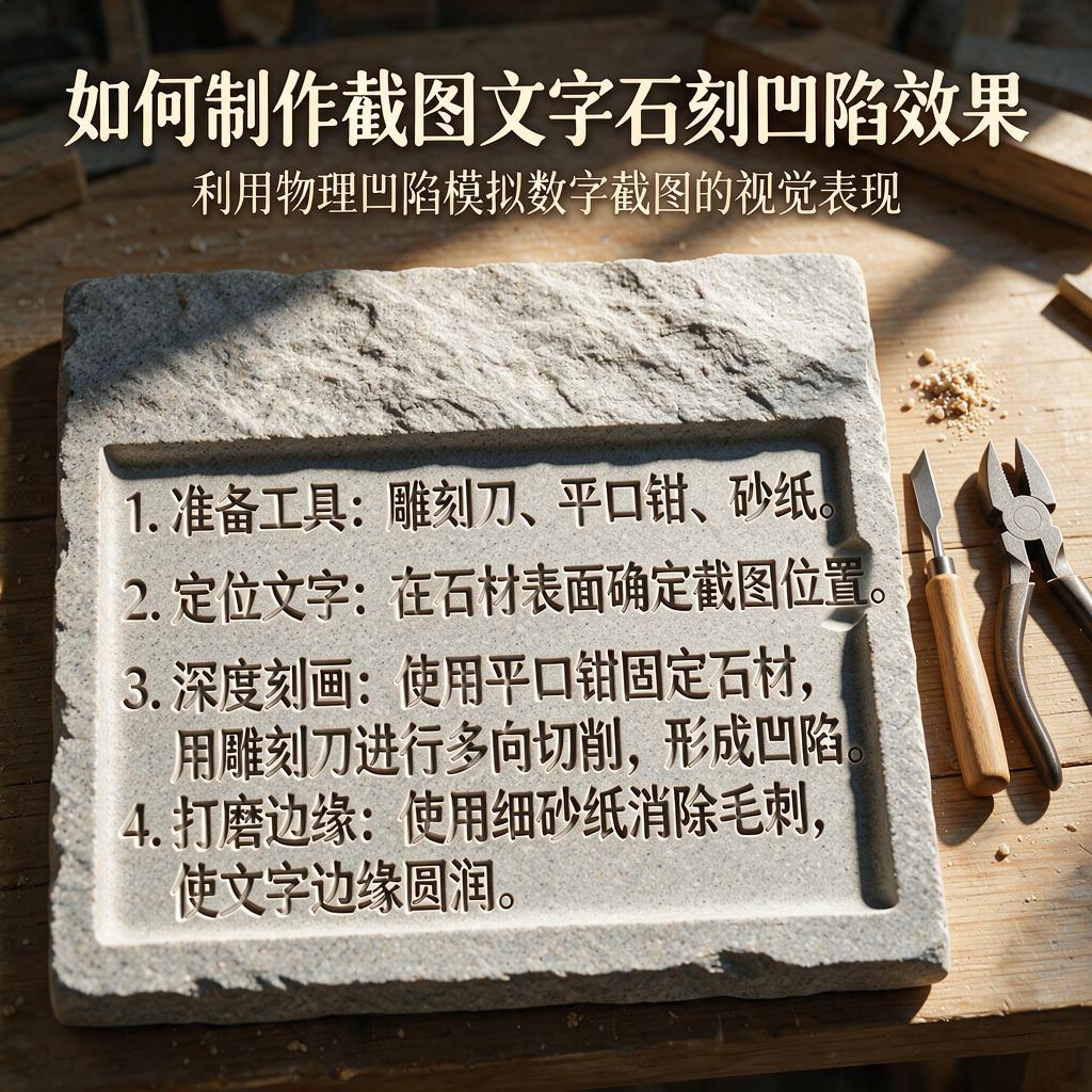 如何制作截图文字石刻凹陷效果?