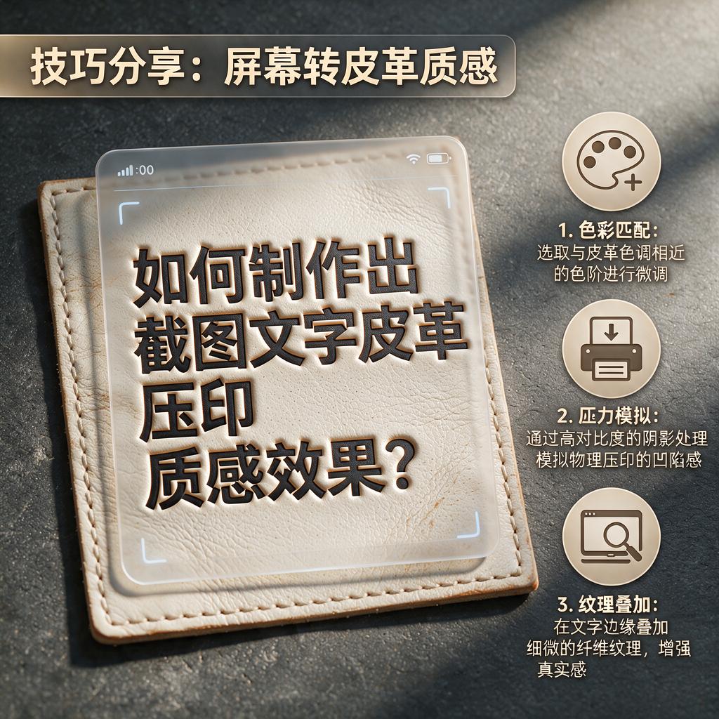 如何制作出截图文字皮革压印质感效果?