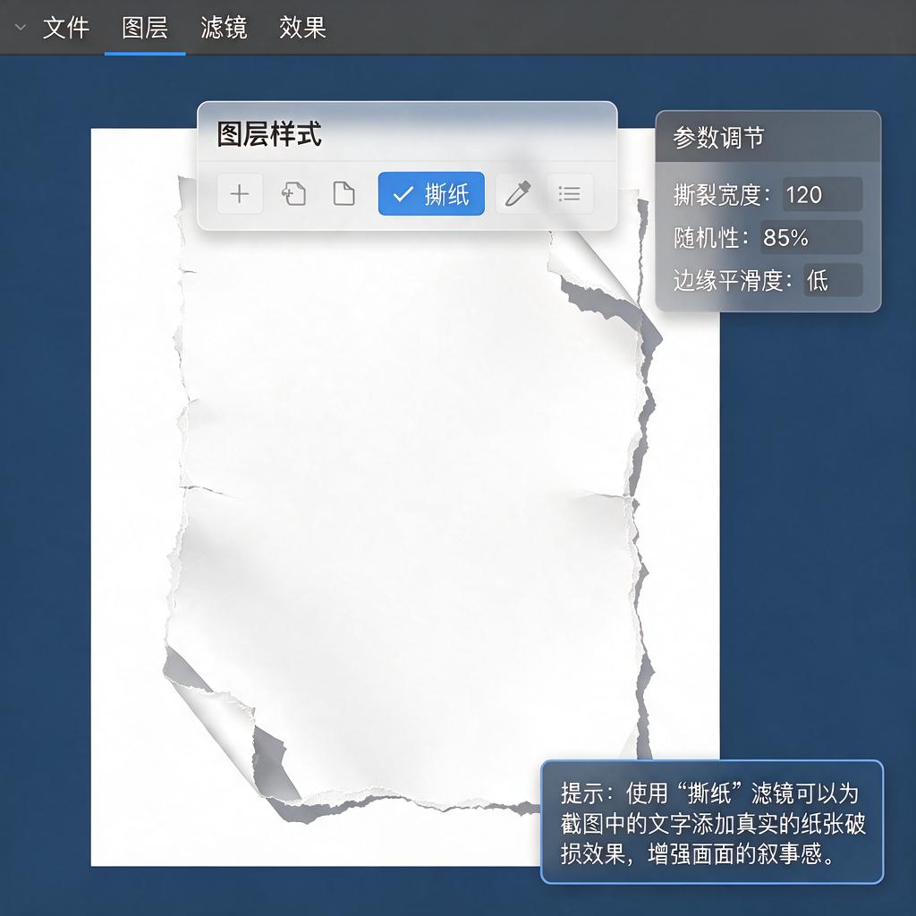 截图文字如何添加纸张撕裂效果?
