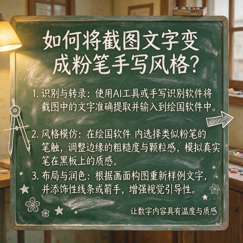如何将截图文字变成粉笔手写风格?
