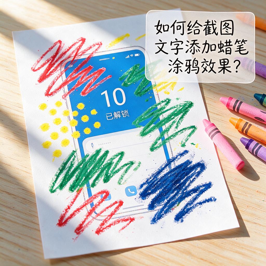 如何给截图文字添加蜡笔涂鸦效果?